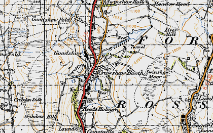 Old map of Crawshawbooth in 1947