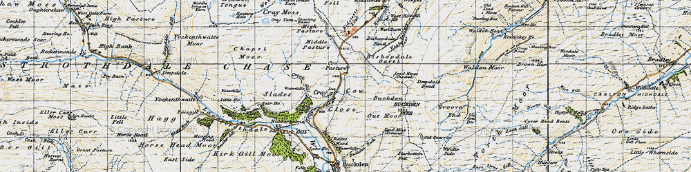 Old map of Bishopdale Gavel in 1947