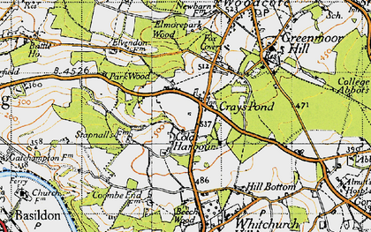 Old map of Cray's Pond in 1947