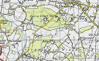 Old map of Creech in 1945