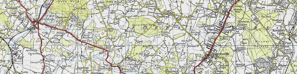 Old map of Creech in 1945