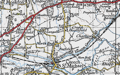 Old map of Creech Heathfield in 1946