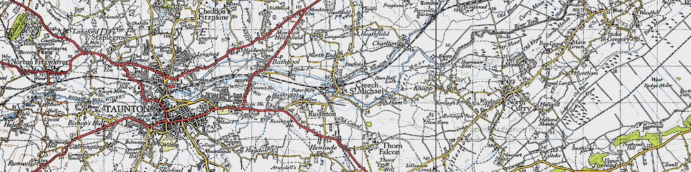Old map of Creech St Michael in 1946