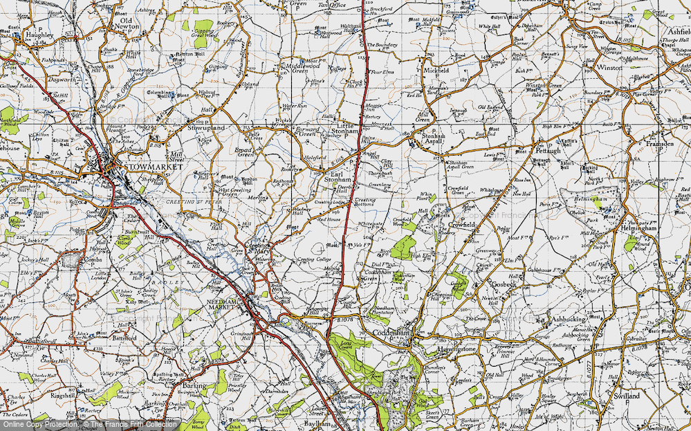 Old Map of Creeting Bottoms, 1946 in 1946