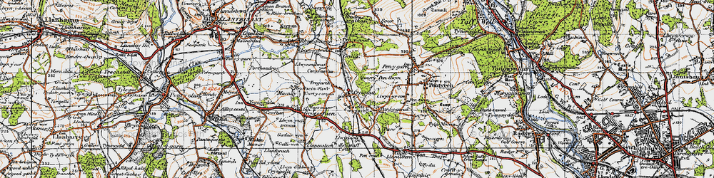 Old map of Creigiau in 1947
