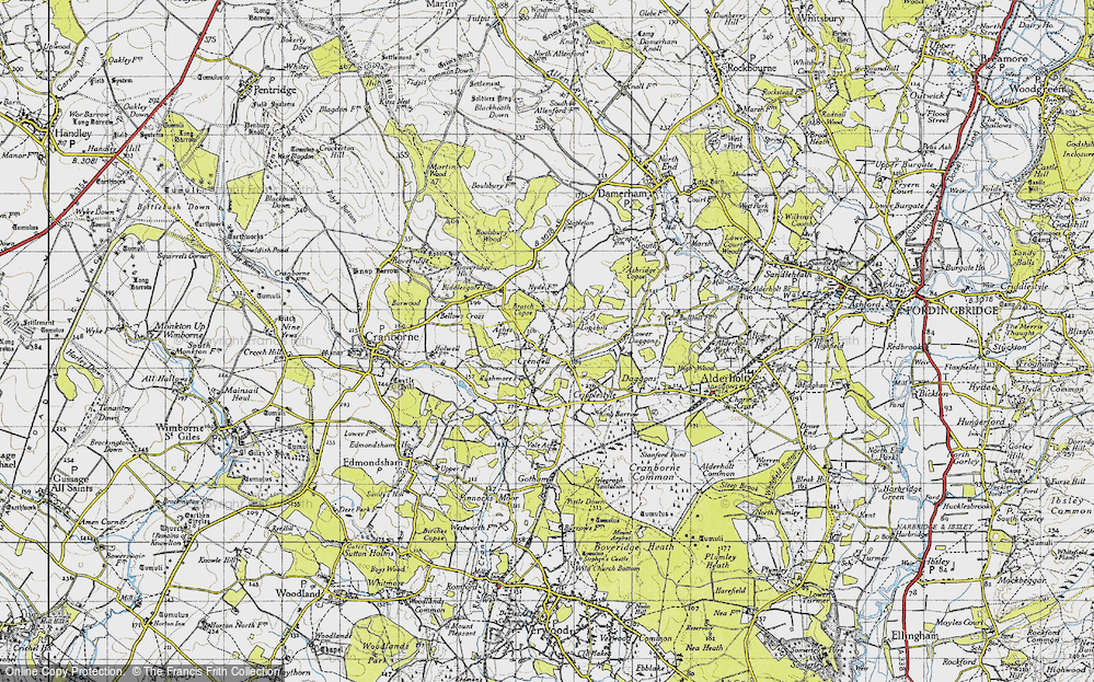 Old Map of Historic Map covering Lopshill in 1940