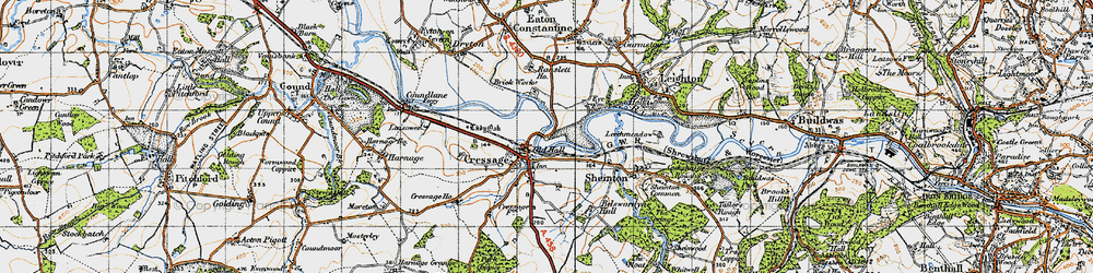 Old map of Cressage in 1947