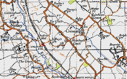 Old map of Cressing in 1945