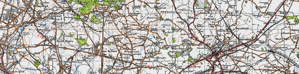 Old map of Creswell Green in 1946