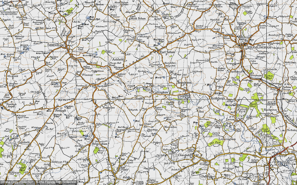 Old Map of Cretingham, 1946 in 1946