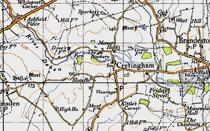 Old map of Cretingham in 1946