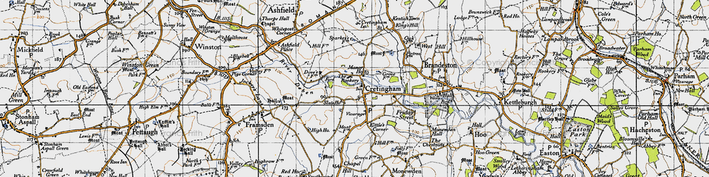 Old map of Cretingham in 1946