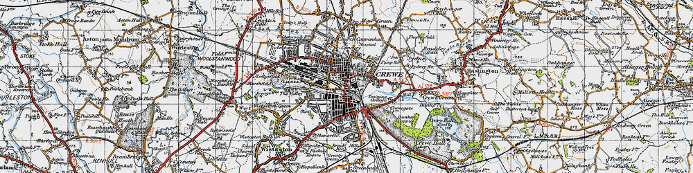 Old map of Crewe in 1947
