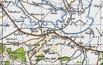 Old map of Bausley Hill in 1947