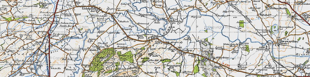 Old map of Crewgreen in 1947