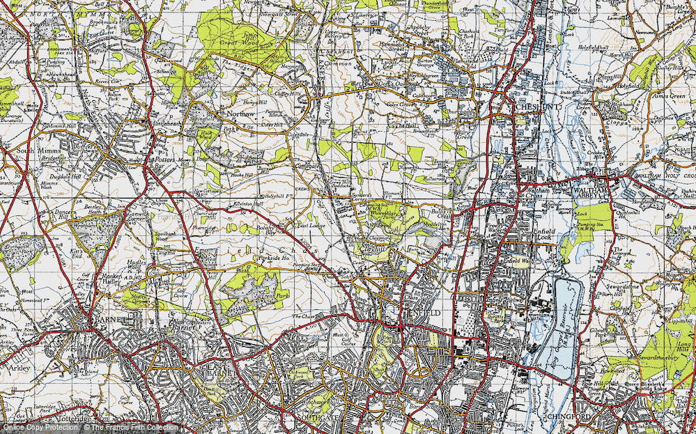 Old Map of Historic Map covering Whitewebbs Park in 1946