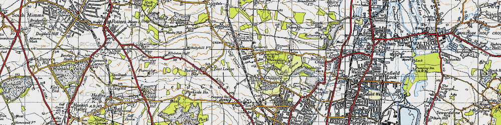 Old map of Crews Hill in 1946