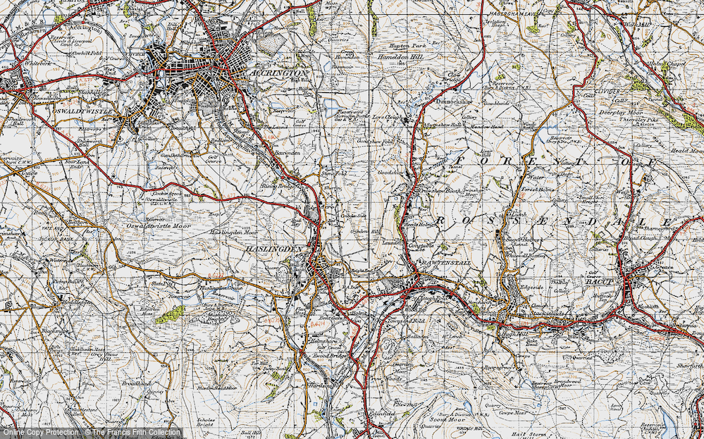 Old Map of Cribden Side, 1947 in 1947