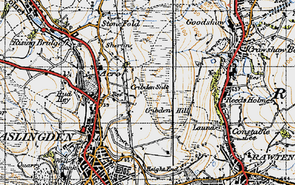 Old map of Cribden Side in 1947