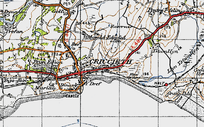 Old map of Criccieth in 1947