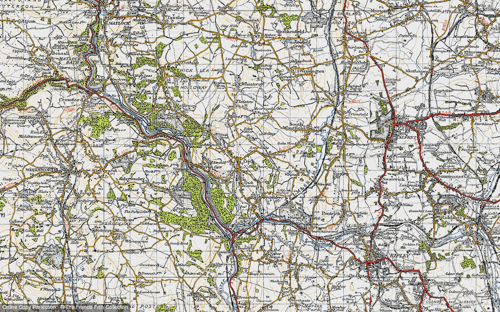 Old Map of Crich, 1947 in 1947