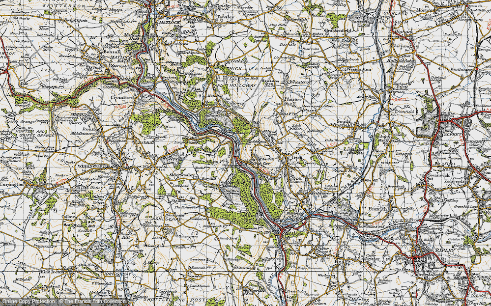 Old Map of Crich Carr, 1947 in 1947