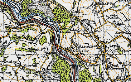 Old map of Crich Carr in 1947