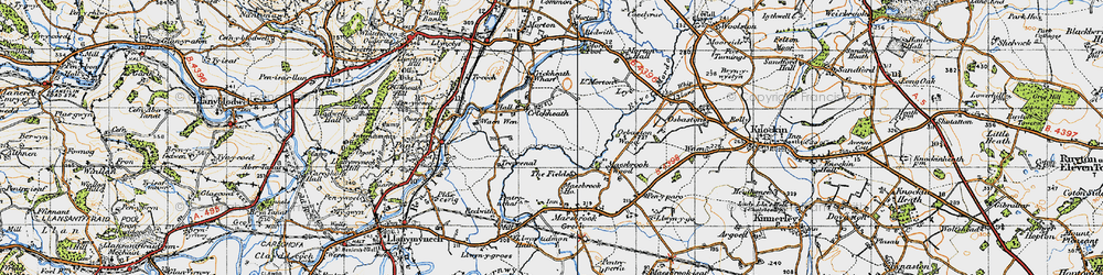 Old map of Crickheath in 1947