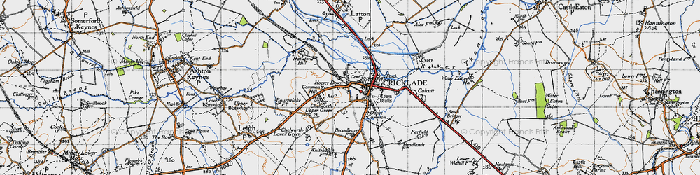 Old map of Cricklade in 1947