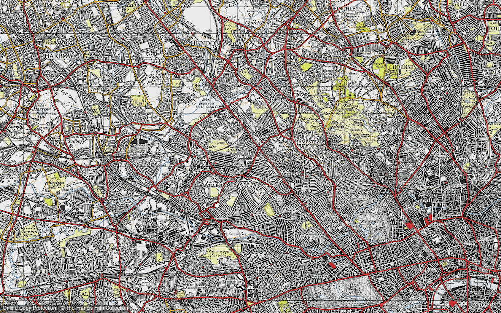 Old Map of Cricklewood, 1945 in 1945