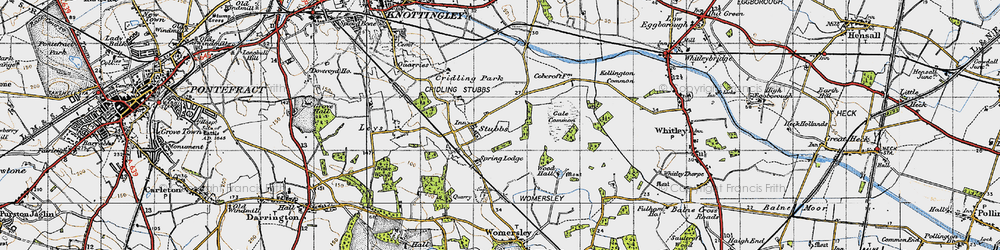 Old map of Aire and Calder Navigation (Knottingley and Goole Canal) in 1947