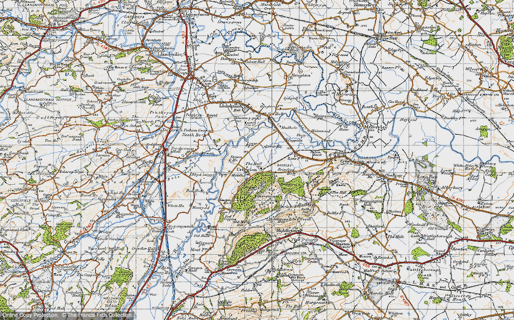 Old Map of Historic Map covering Breidden Forest in 1947