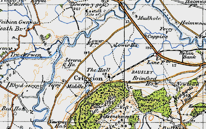Old map of Breidden Forest in 1947