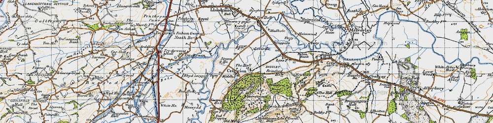 Old map of Breidden Hill in 1947