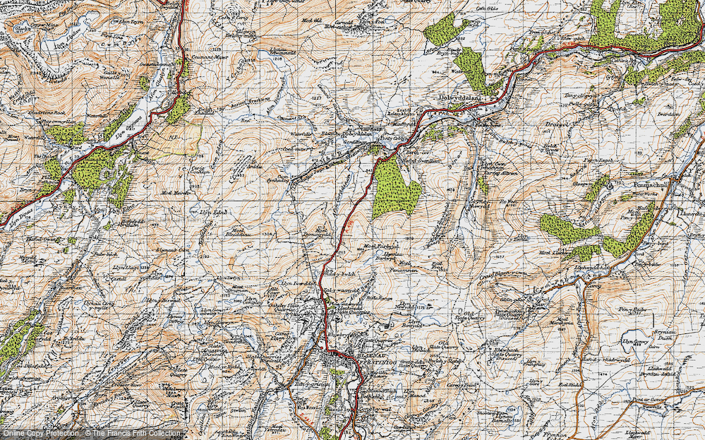 Old Map of Historic Map covering Afon Gorddinan in 1947