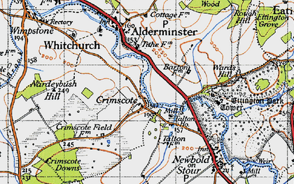 Old map of Ettington Park (Hotel) in 1946