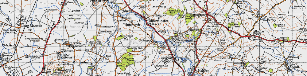 Old map of Ettington Park (Hotel) in 1946