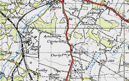 Old map of Wickham Common in 1945