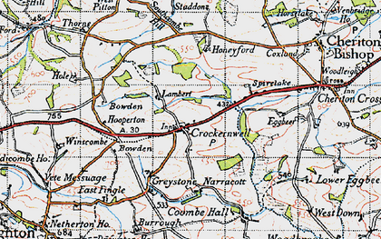 Old map of Crockernwell in 1946
