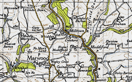 Old map of Whitefield Barton in 1946