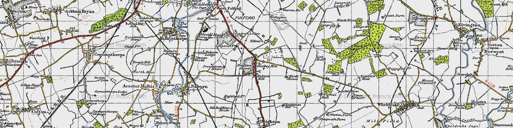 Old map of Wheldrake Wood in 1947