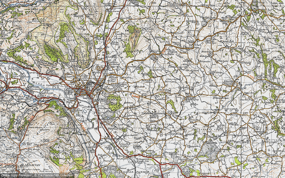 Old Map of Historic Map covering Ysgyrd Fach in 1947