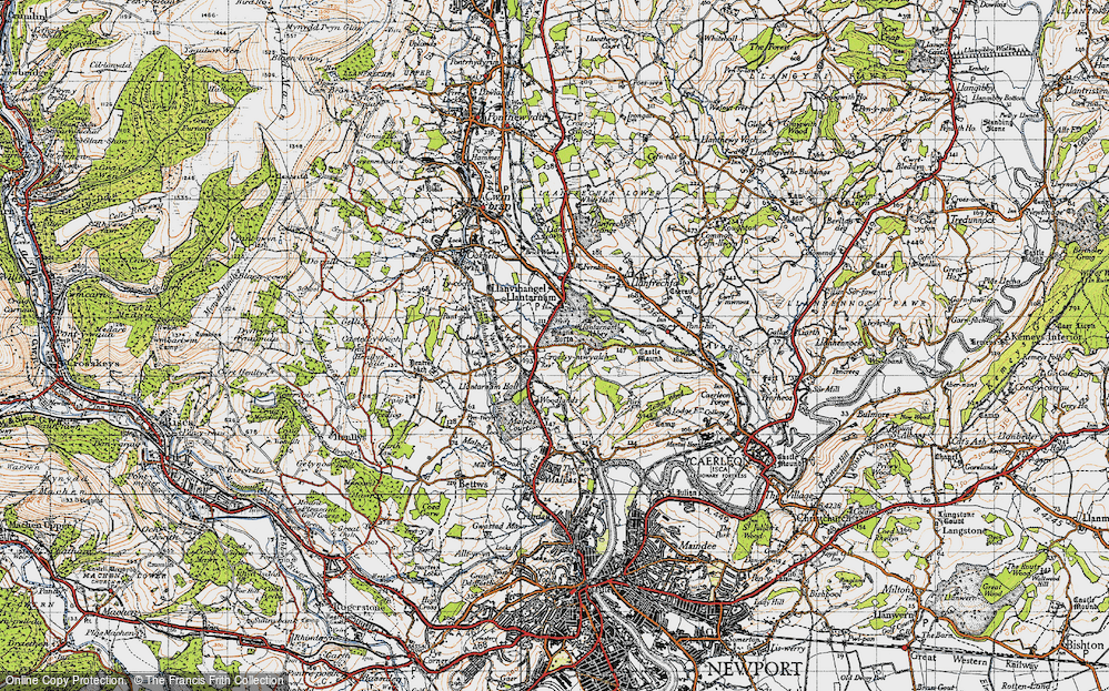 Old Map of Historic Map covering Llantarnam Abbey in 1946