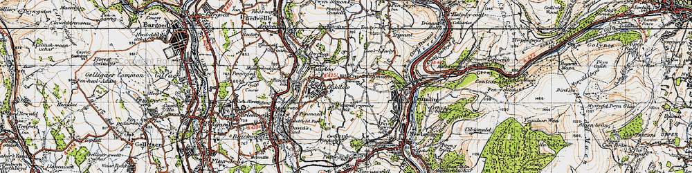 Old map of Croespenmaen in 1947
