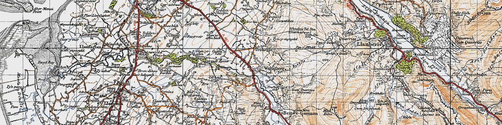 Old map of Croesywaun in 1947