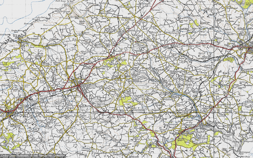 Old Map of Historic Map covering Tolgullow in 1946