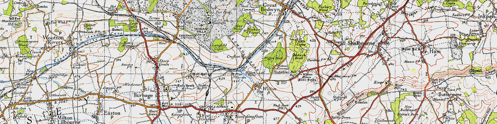 Old map of Wilton Common in 1940
