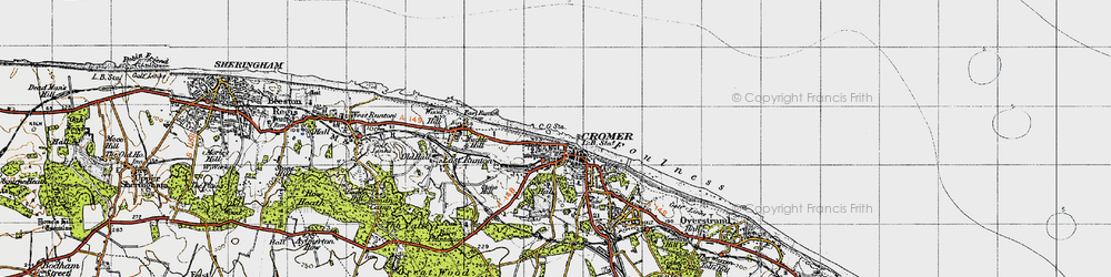 Old map of Cromer in 1945