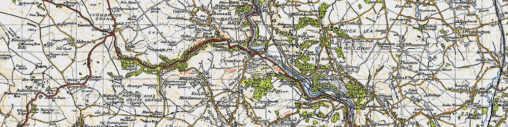 Old map of Cromford in 1947