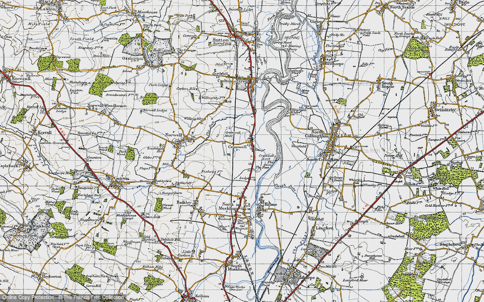 Old Map of Cromwell, 1947 in 1947